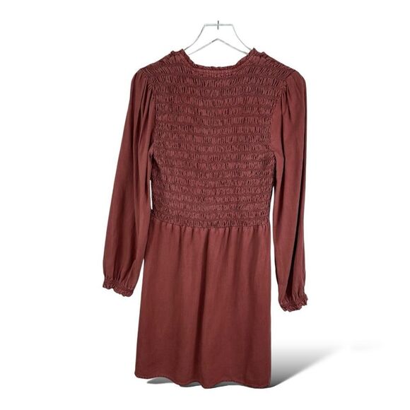 BELLA DAHL Rose Pink Smocked Long Sleeve Mini-Length Dress Small - Picture 2 of 10